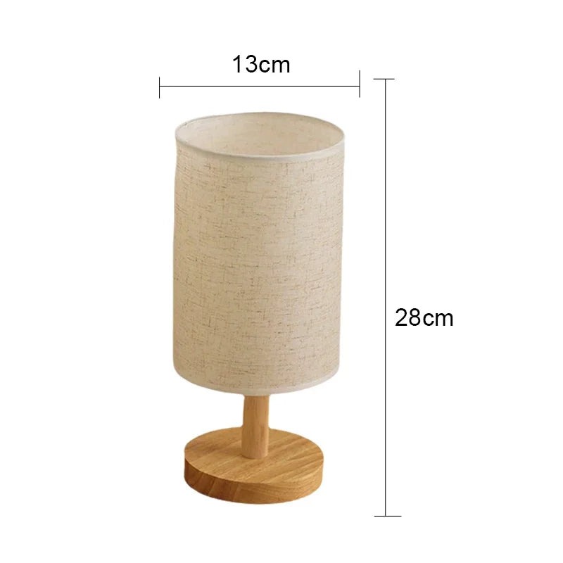 Aurora SilkGlow LED-Tischlampe – Dimmbare asiatische Nachtlampe mit Holzsockel und Stoffschirm