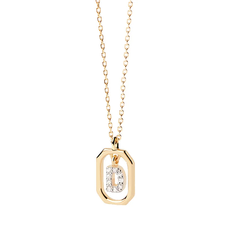 Collana Iniziale Personalizzata con Zirconi | Placcata in Oro – Ciondolo Lettera Alfabeto