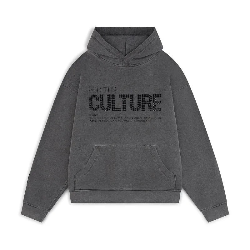 Sweat à capuche "For The Culture" avec détails en strass