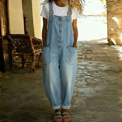 Kata™ | Vintage stílusú farmer overall állítható pántokkal
