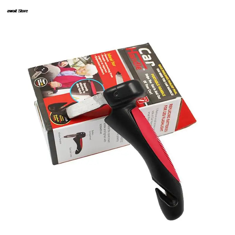 CarCane® - Made in the USA by JesseVance NY: Portable Safety Door Handle Bar with Flashlight, Seatbelt Cutter, & Window Breaker