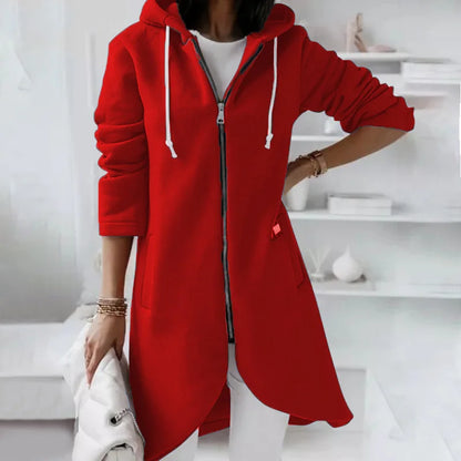 Elsie | Hooded cardigan with curved hem