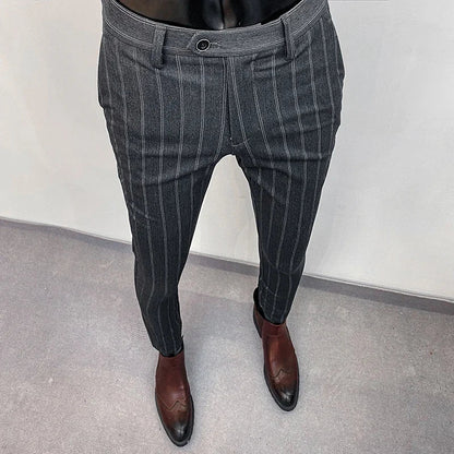 Men's Slim Fit Wool Mix Dress Trousers Formal Business Pants