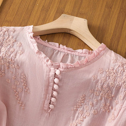 Floral Button-Front Blouse
