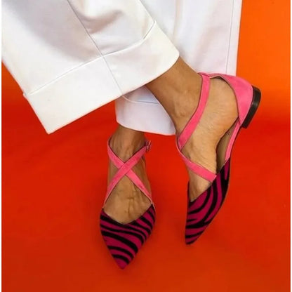 Magdalena – Damskie czółenka slingback w zebrę
