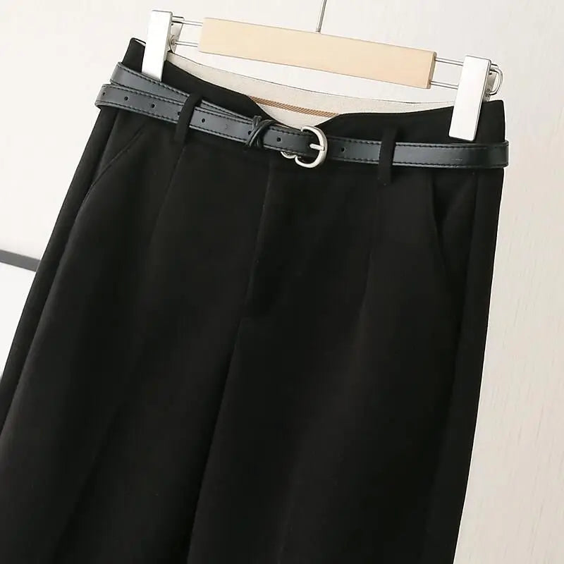 Mila - Pantalon Taille Haute Classique avec Devant Plissé