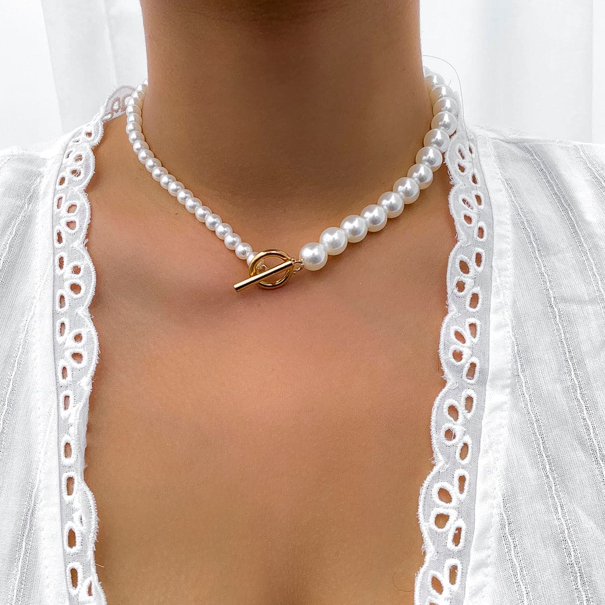 Pearl Heart OT Buckle  Necklace
