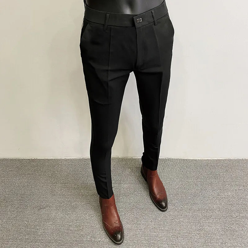 Men's Slim Fit Wool Mix Dress Trousers Formal Business Pants