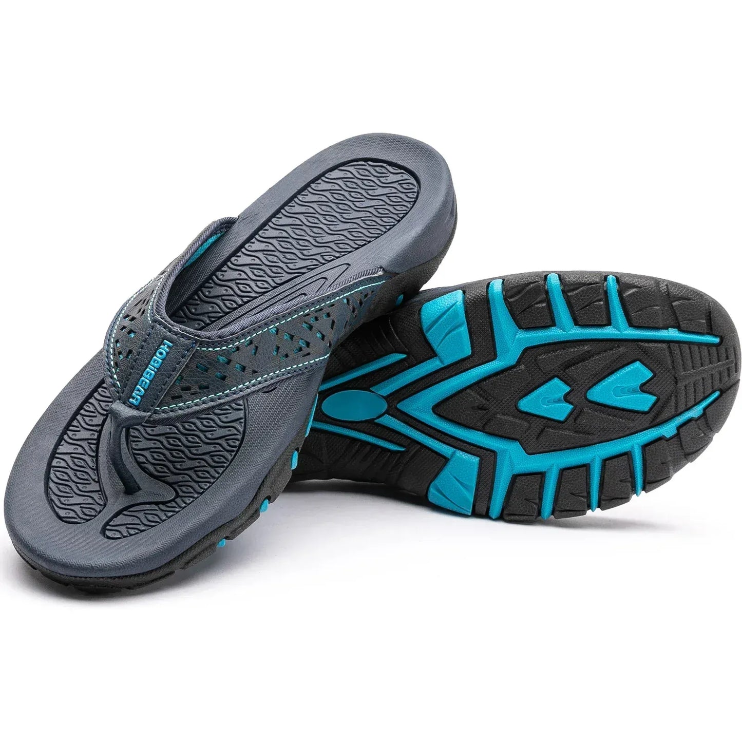 Leather Flip Flops Men’s Cushioned Rubber Sole Summer Sandals