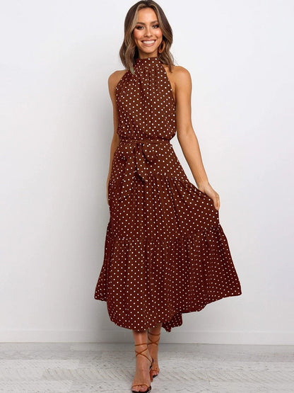 Abito midi svasato a pois da donna