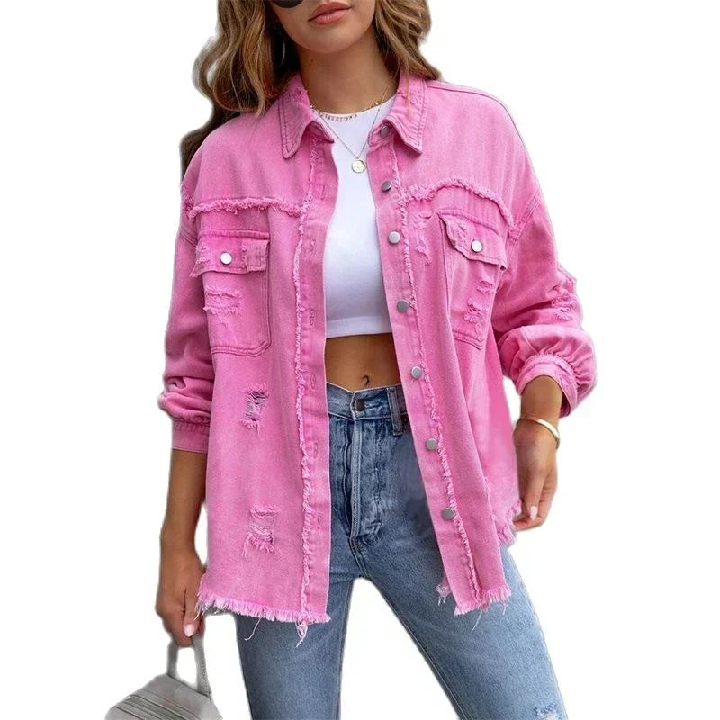 Boho damjeansjacka med höstlig Ibiza-känsla & slim fit – Yara