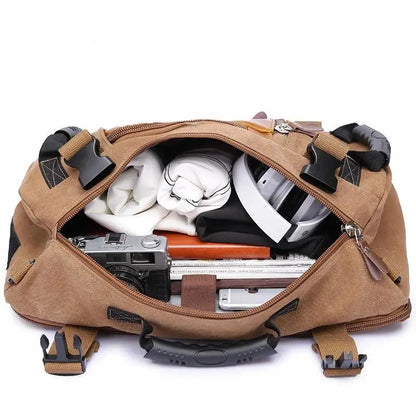Journeyman Duffel Backpack – Waterproof, Spacious,  Timeless Appeal. Made with Leather  Canvas: Made for Adventures in the Forest, Beach, Airport,  Streets