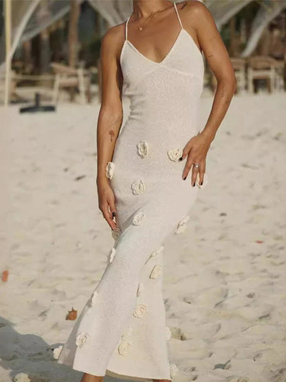 Remy - Backless Floral Maxi Halter Neck Dress