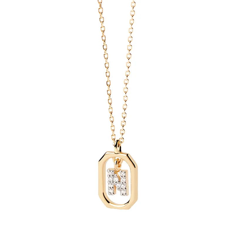 Collana Iniziale Personalizzata con Zirconi | Placcata in Oro – Ciondolo Lettera Alfabeto
