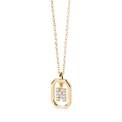 Collana Iniziale Personalizzata con Zirconi | Placcata in Oro – Ciondolo Lettera Alfabeto