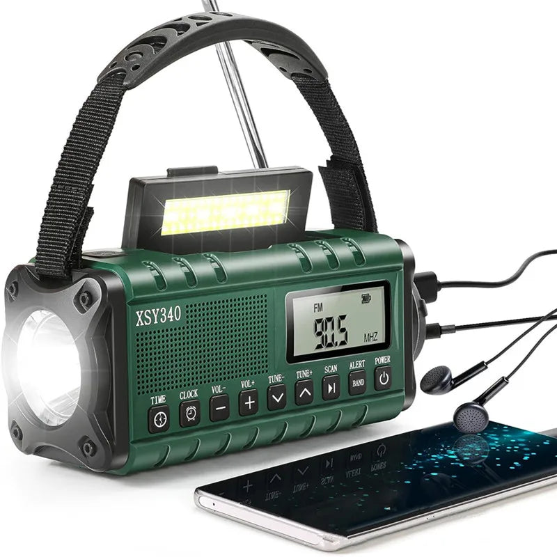Emergency Radio 10000 Solar Hand Crank AM/FM/SW/NOAA Weather Alert Radio with Headphone Jack Flashlight Reading Lamp SOS Alarm