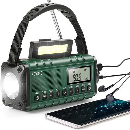 Emergency Radio 10000 Solar Hand Crank AM/FM/SW/NOAA Weather Alert Radio with Headphone Jack Flashlight Reading Lamp SOS Alarm