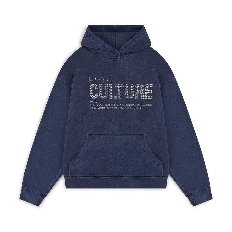 Sweat à capuche "For The Culture" avec détails en strass