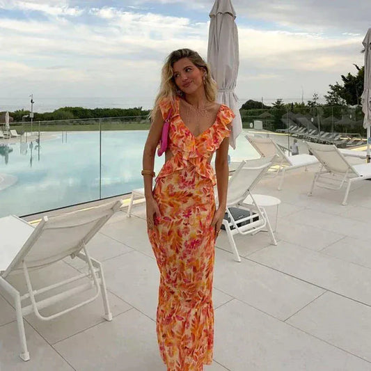 Demelza - Printed Ruffle Feminine Summer Dress