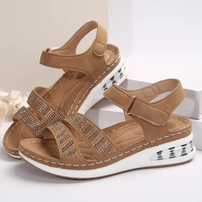 Lisaa Sandals by JesseVance London: The Ultra Comfortable Mid-Heel Air-Cushioned Crystal-Embellished Sandals