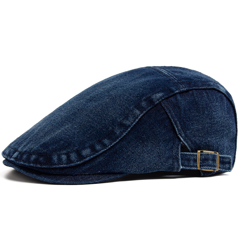 Men's Stonewash Denim Driver Cap in Denim Blue | Aluvema