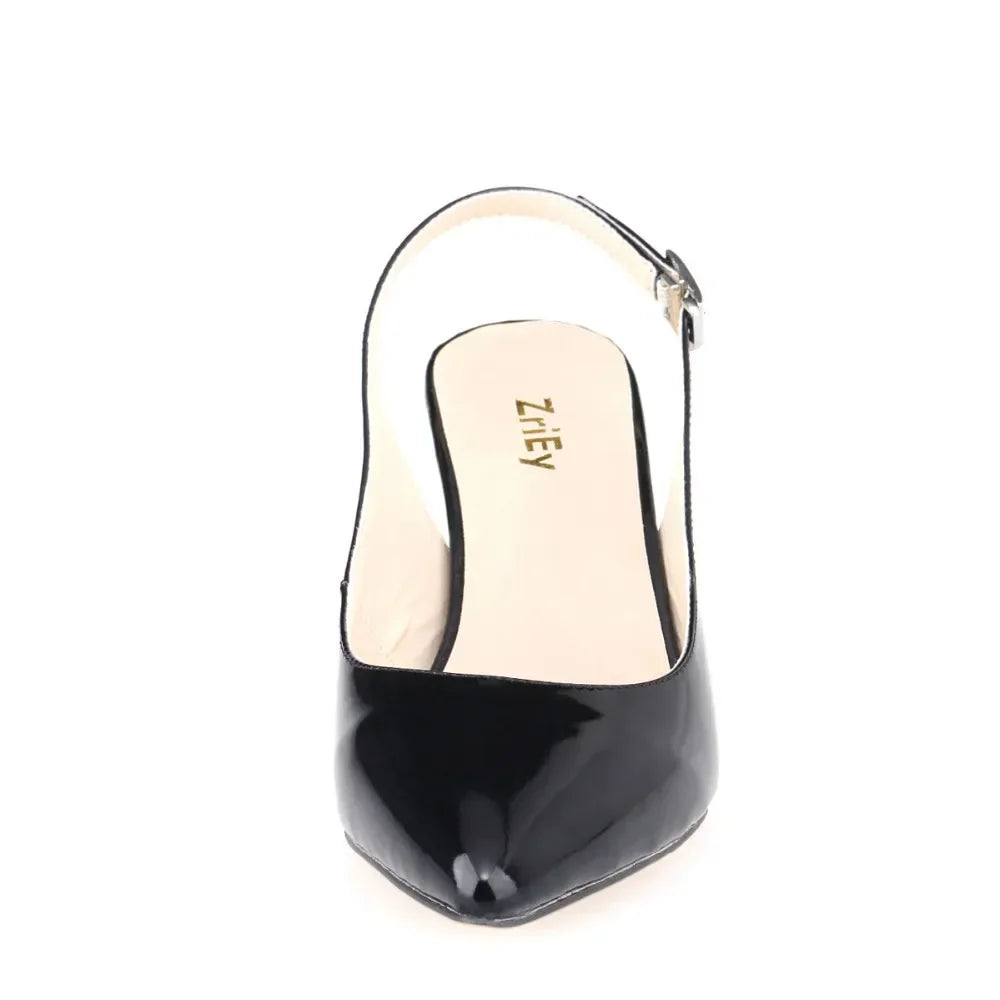 Dagelijkse all-match zomer dames sandalen pompen puntige tenen hoge hakken groot formaat 5 cm laag casual rug lege gesp feest trouwschoenen