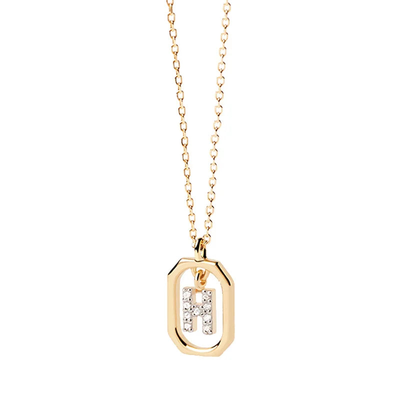 Collana Iniziale Personalizzata con Zirconi | Placcata in Oro – Ciondolo Lettera Alfabeto