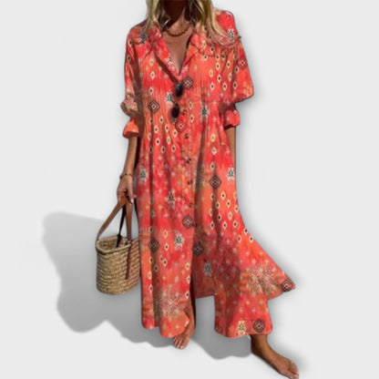 Figurschmeichelndes Maxi Kleid mit Bauchkaschierung