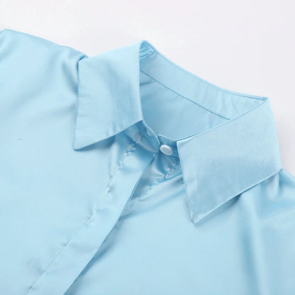 Ariadne - Damen Satin Seiden Bluse Button Down Office Top