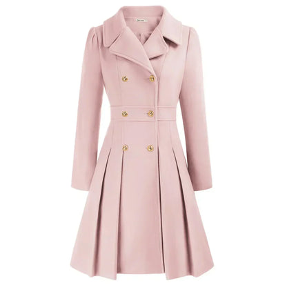 Women’s Elegant Double-Breasted Flare Long Coat