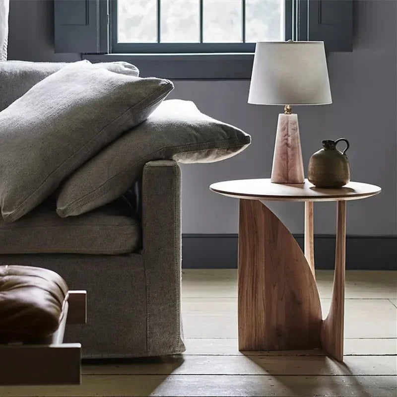 Bijzettafel Massief Hout Rond Scandinavisch 50cm Woonkamer Slaapkamer Nachttafel | Restfield