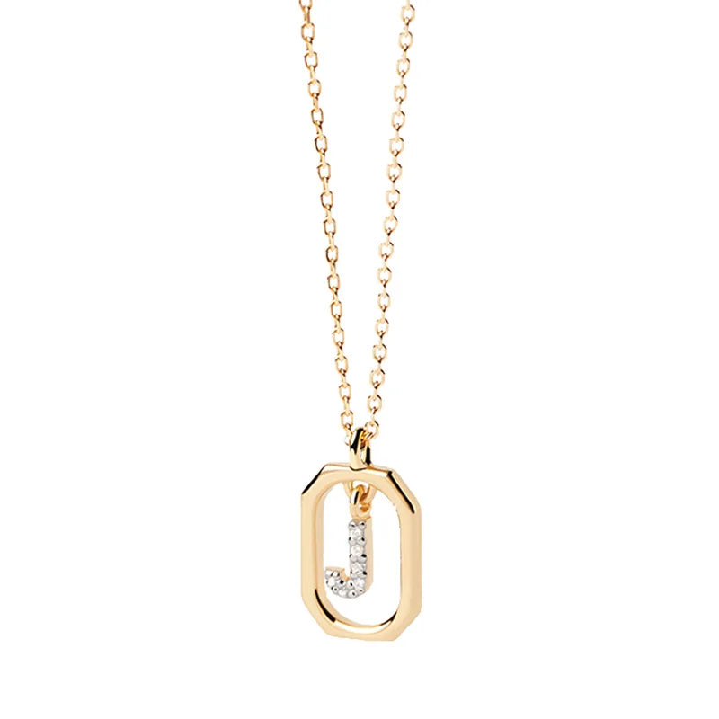 Collana Iniziale Personalizzata con Zirconi | Placcata in Oro – Ciondolo Lettera Alfabeto