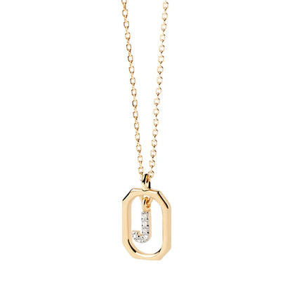 Collana Iniziale Personalizzata con Zirconi | Placcata in Oro – Ciondolo Lettera Alfabeto