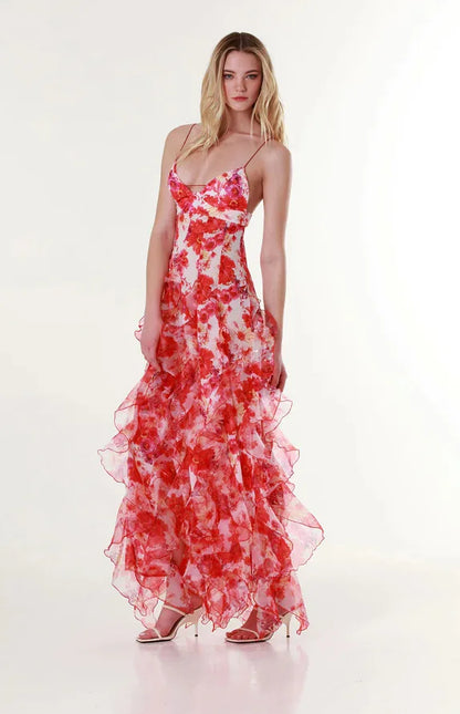 ISABELLA™ – Romantic Floral Ruffle Maxi Dress
