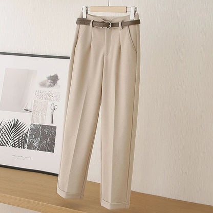 Mila - Pantalon Taille Haute Classique avec Devant Plissé