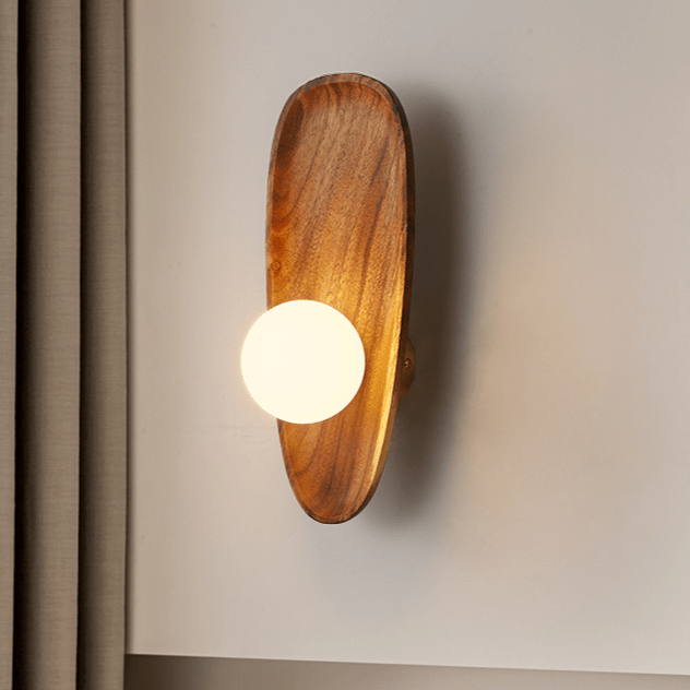 Natural Wooden Wall Lamp Modern Minimalist Wall Light | LED Indoor Lighting | Rustic Scandinavian Design | On/Off Switch