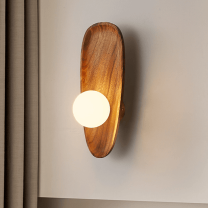 Natural Wooden Wall Lamp Modern Minimalist Wall Light | LED Indoor Lighting | Rustic Scandinavian Design | On/Off Switch