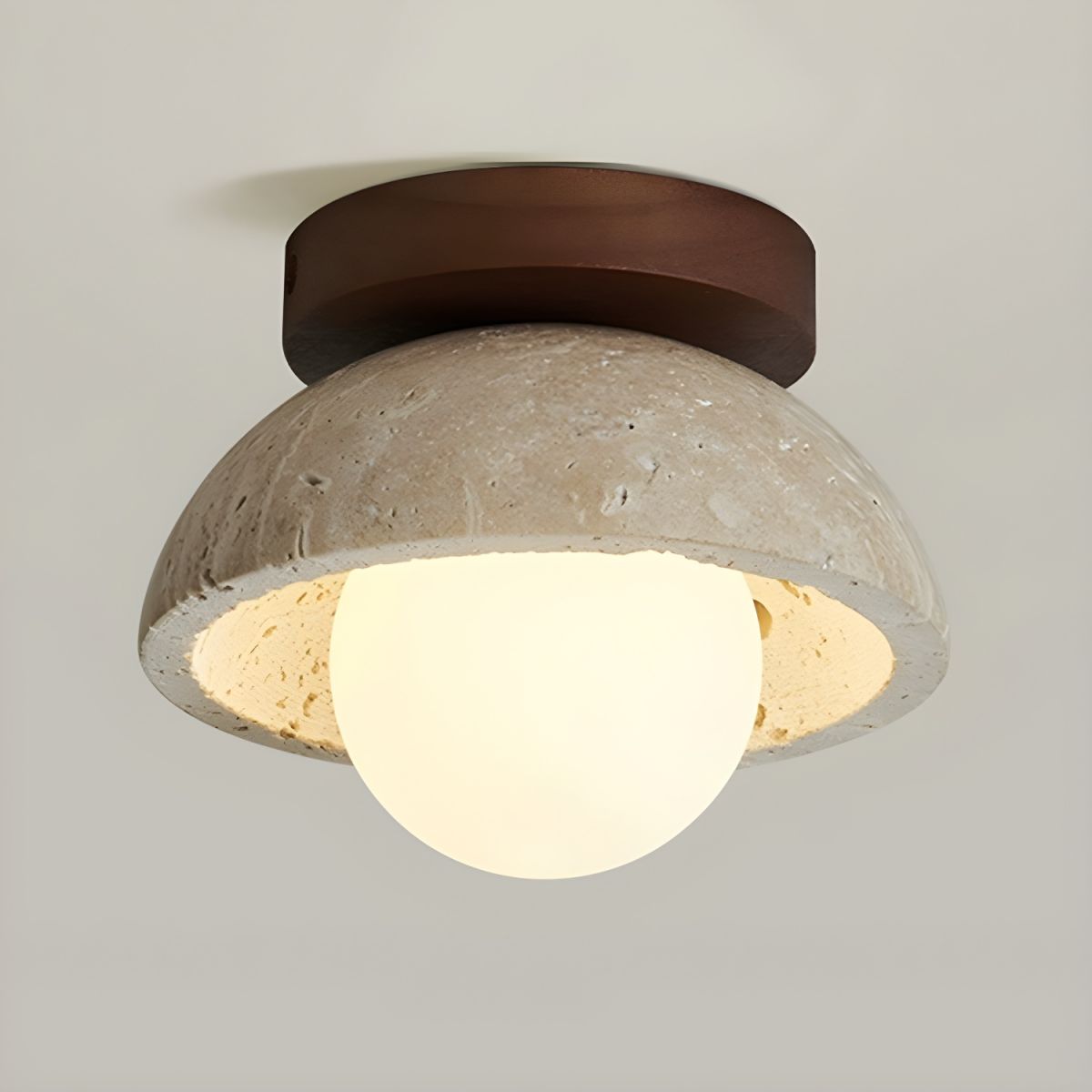 Semi Flush Japanese Ceiling Light White Glass Wood | Seliro