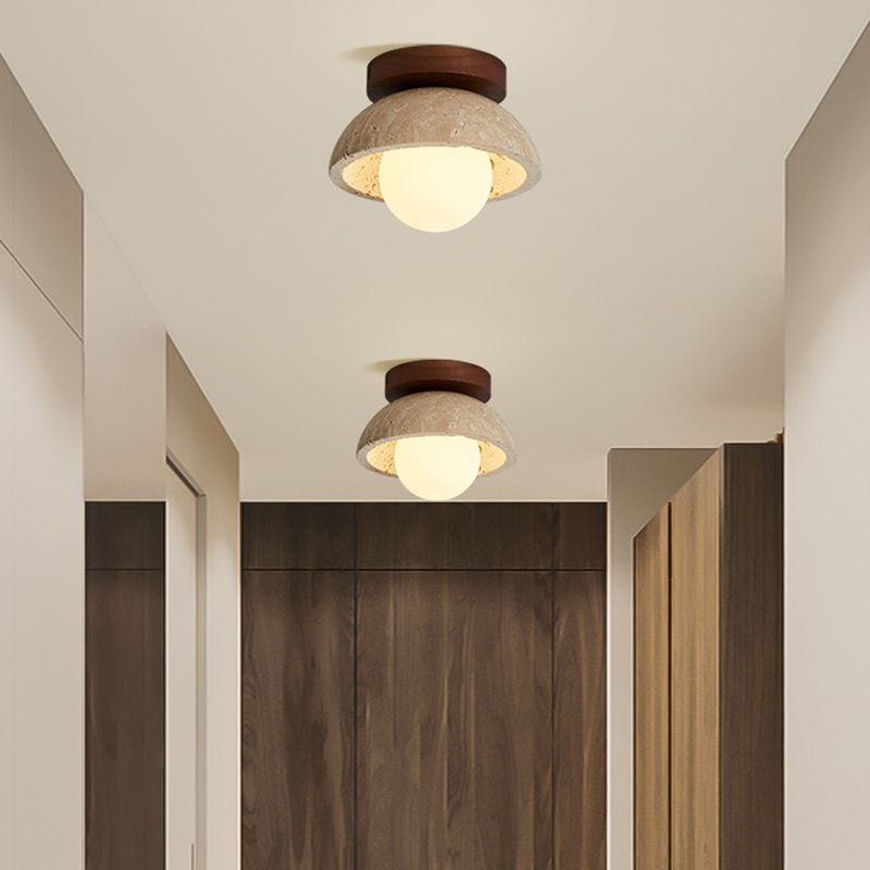 Semi Flush Japanese Ceiling Light White Glass Wood | Seliro