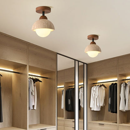 Semi Flush Japanese Ceiling Light White Glass Wood | Seliro