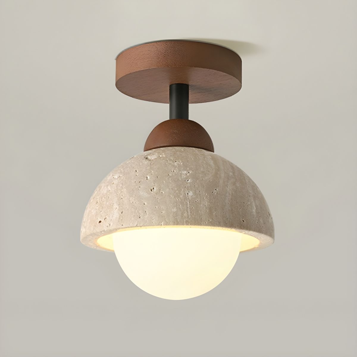 Semi Flush Japanese Ceiling Light White Glass Wood | Seliro