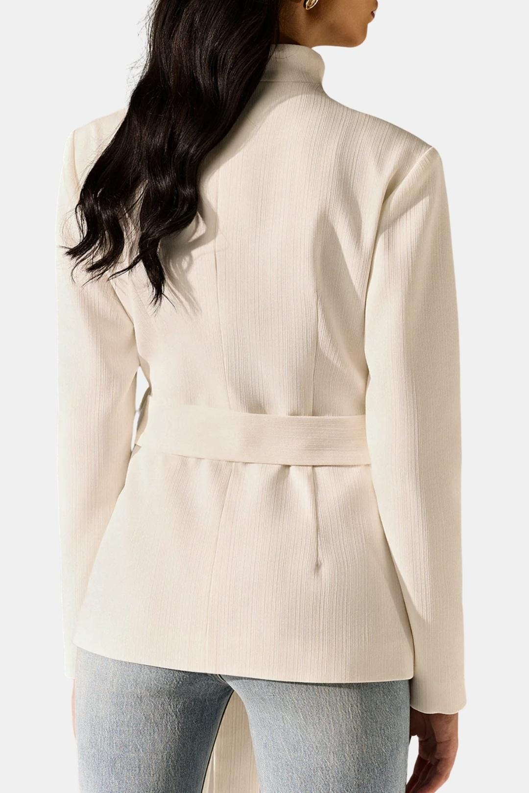 Serelith – Stand Collar Belted Tailored Blazer