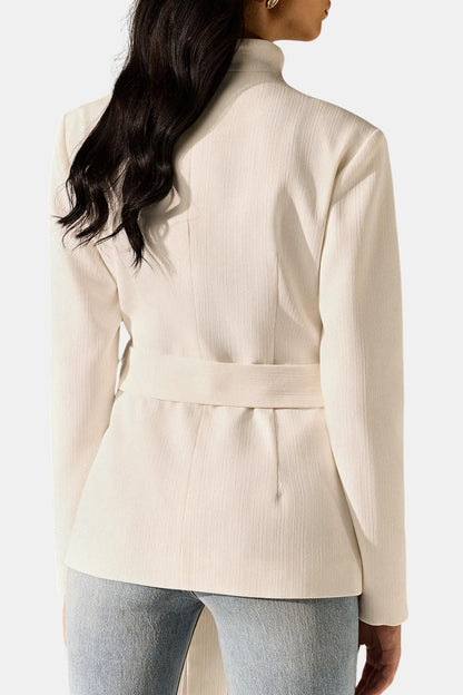 Serelith – Stand Collar Belted Tailored Blazer