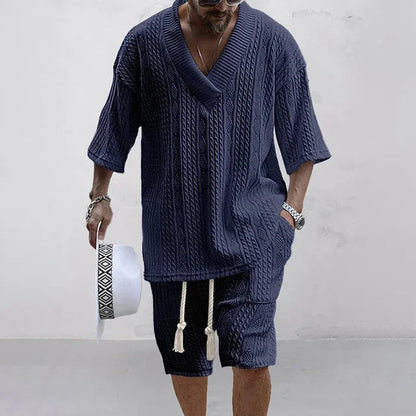 Set Coordinato Uomo | Maglia con Texture a Trecce & Shorts con Coulisse