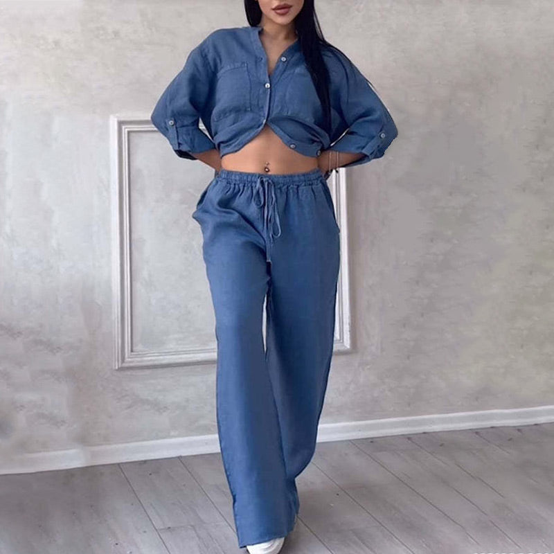 Set Estivo Donna | Camicia & Pantaloni Wide-Leg Coordinati