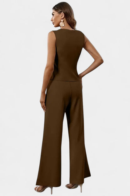 Heskia Conjunto de Chaleco Sin Mangas y Pantalones de Pierna Ancha