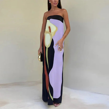 Selene - Robe sans bretelles à imprimé saisissant