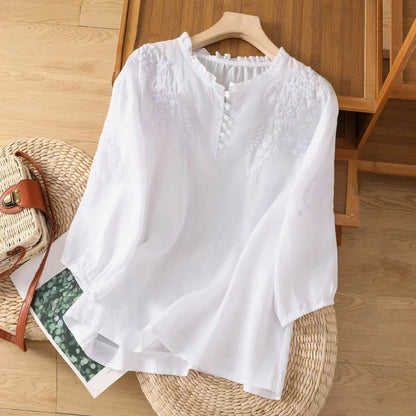 Floral Button-Front Blouse