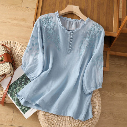 Floral Button-Front Blouse