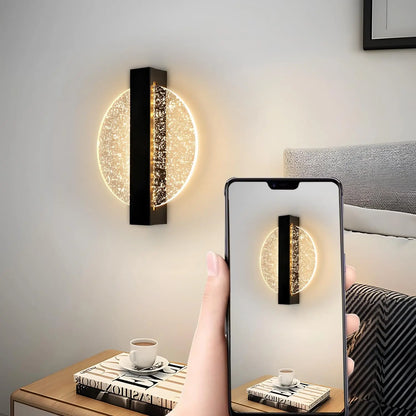 LumaLeaf Rundes Wandpaneel – Moderne LED-Wandleuchte mit silbernem Blatt & warmem Licht (3500 K)
